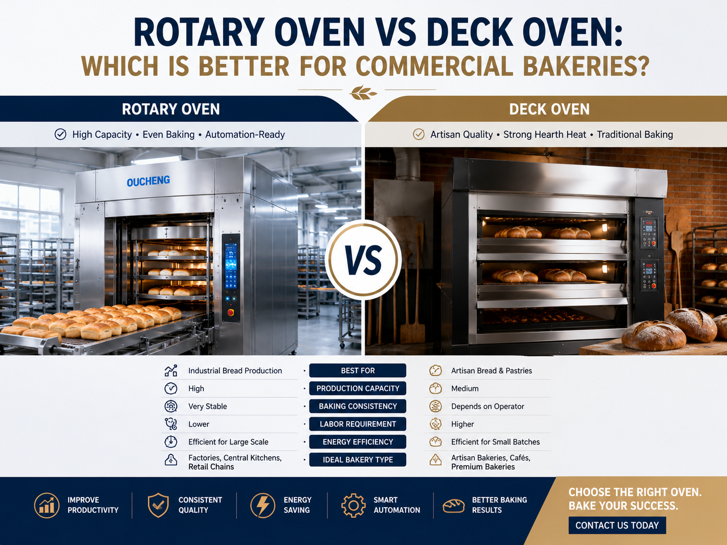 Rotary Oven vs Deck Oven: Which Is Better for Commercial Bakeries?