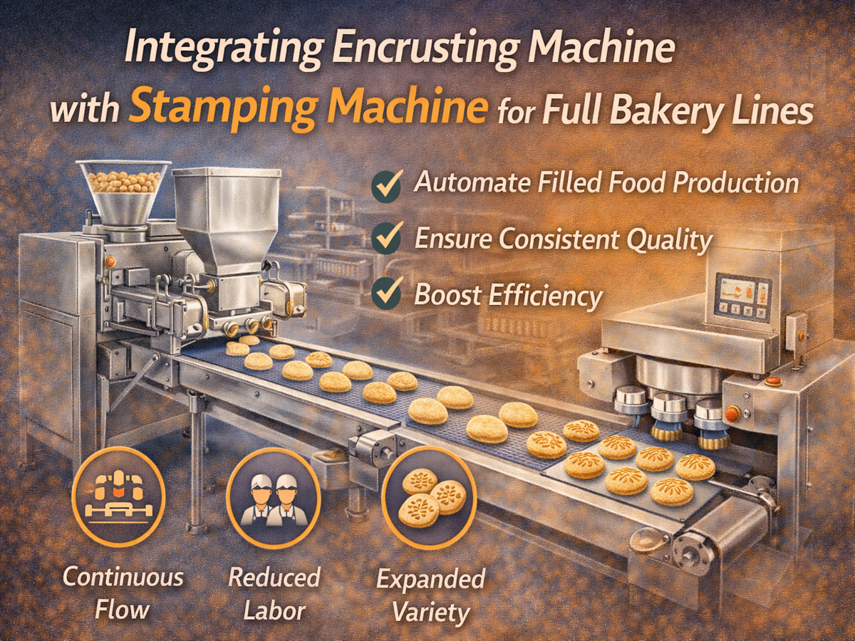 Integrating Encrusting Machine with Stamping Machine for Full Bakery Lines