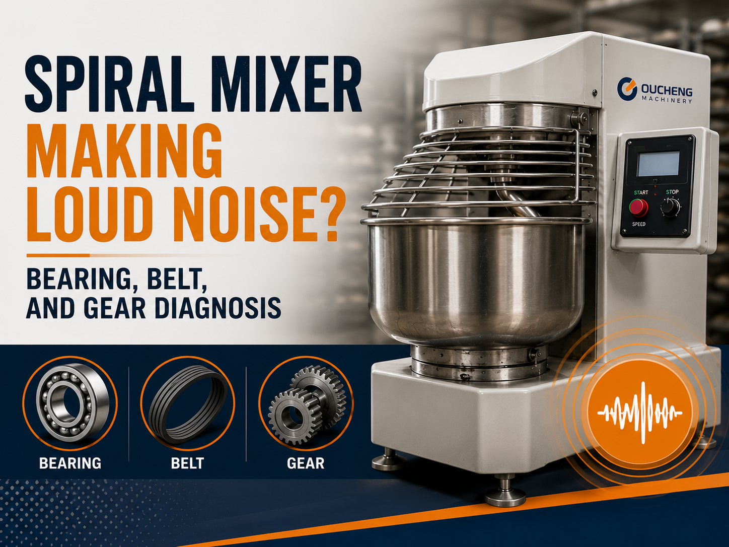 Spiral Mixer Making Loud Noise: Bearing, Belt, and Gear Diagnosis