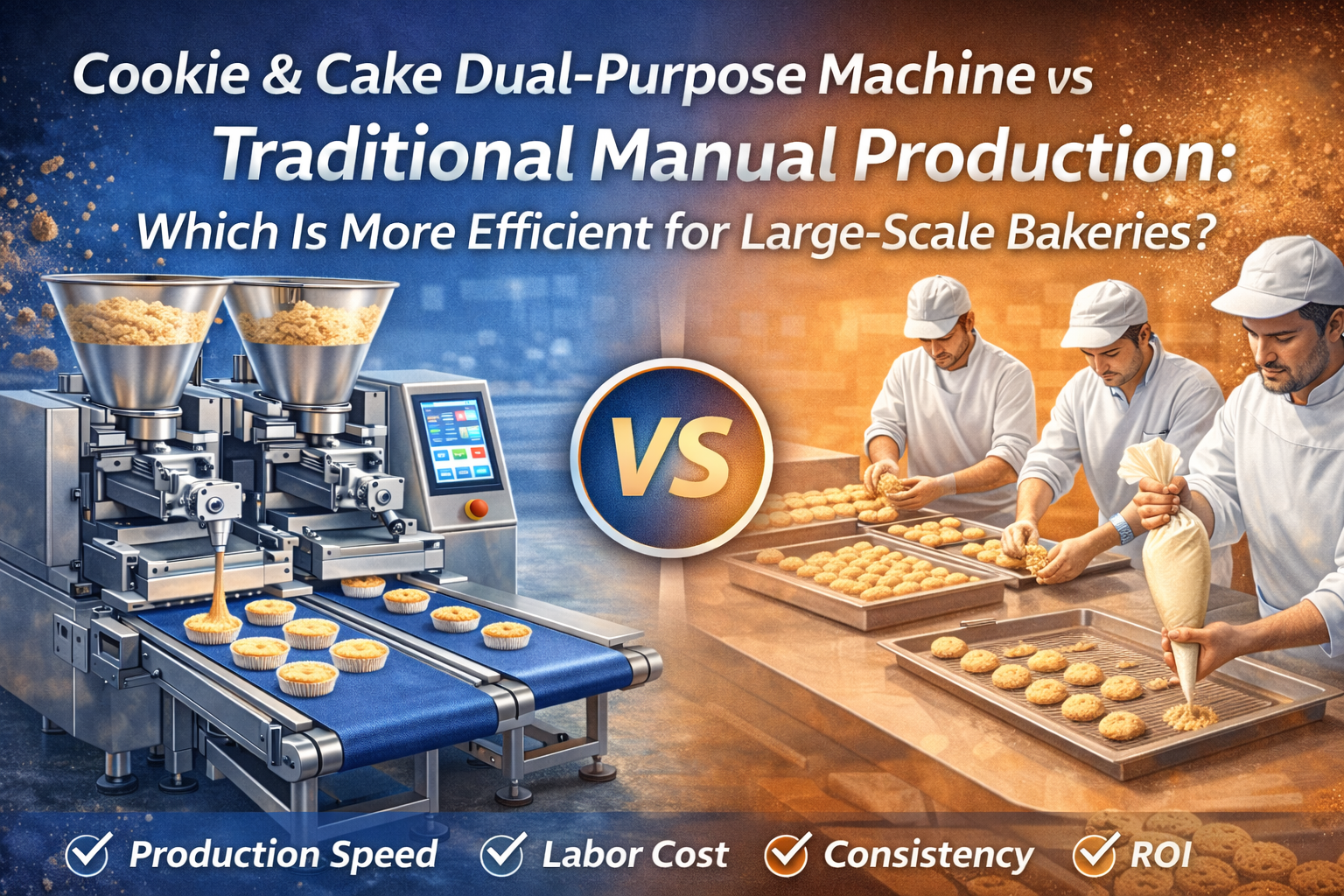 Cookie & Cake Dual-Purpose Machine vs Traditional Manual Production: Which Is More Efficient for Large-Scale Bakeries? 