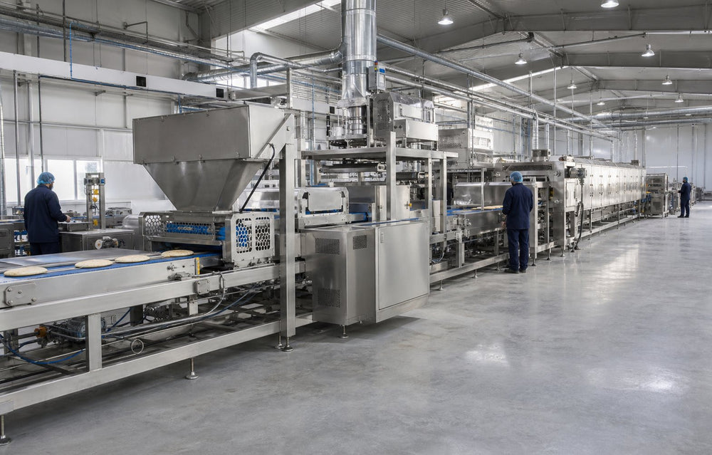 Illustrative integrated food production line for a factory-style operation