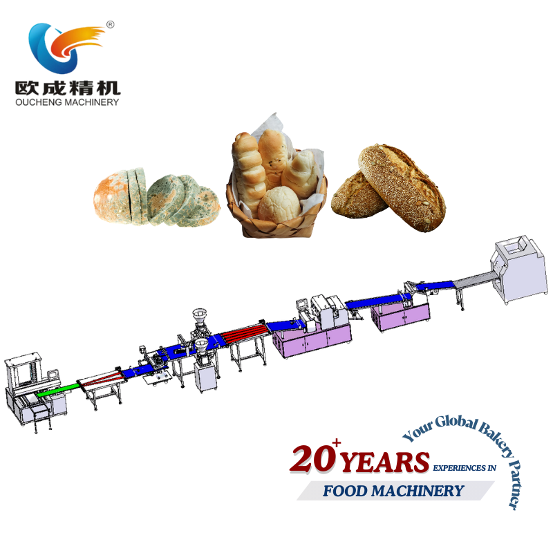 OC-1568F 2-Row High Capacity Bread Production Line | Production Line Oucheng Machinery