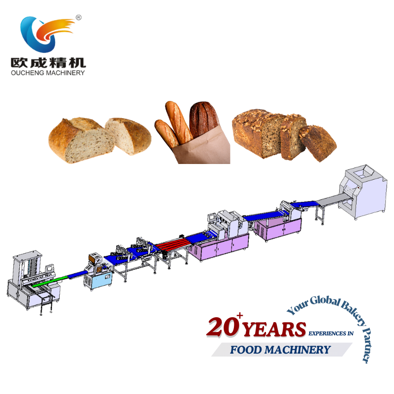 OC-1568G 4-Row High Capacity Bread Production Line – Automatic Industrial Bread Making System Oucheng Machinery