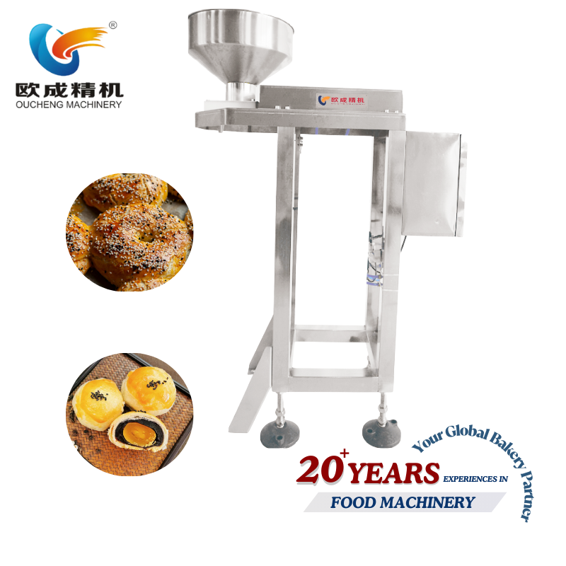 OC-807 Sesame & Chocolate Chip Spreading Machine | High-Speed Topping Dispenser 20-110 Pcs/Min Oucheng Machinery