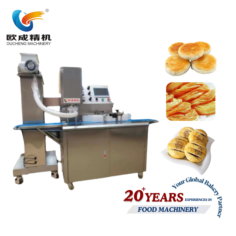 OC-123 Gold-Inlaid Jade Covering Machine | Automatic Filled Pastry Encrusting 20-93 Pcs/Min Oucheng Machinery