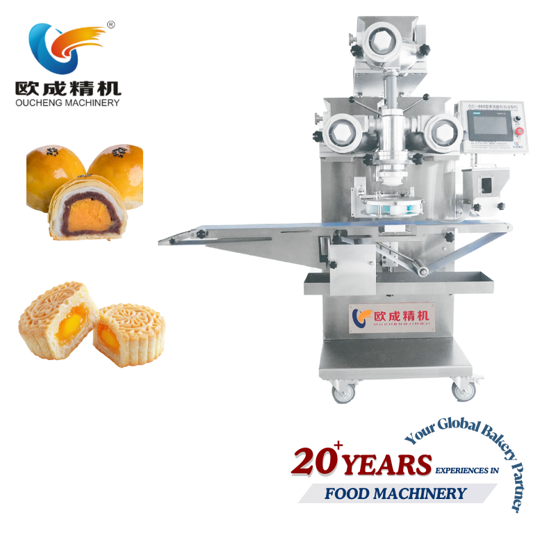 OC-1000 Three Hopper Encrusting Machine – High Capacity Automated Filling System for Stuffed Foods Oucheng Machinery