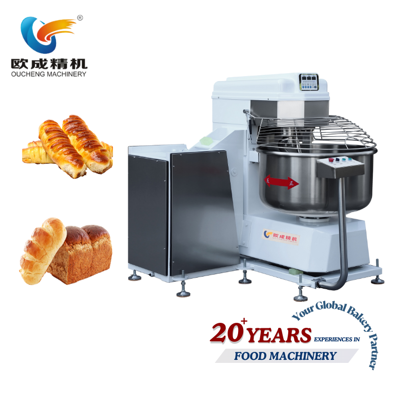 OC-50F Fully Automatic Cylinder Turning Dough Mixer | 50-150KG Commercial Spiral Mixer Oucheng Machinery