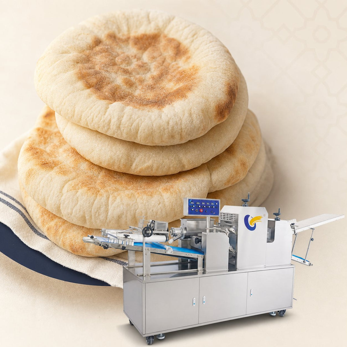 Arabic pita and Oucheng flatbread machinery for a Middle East production-line project